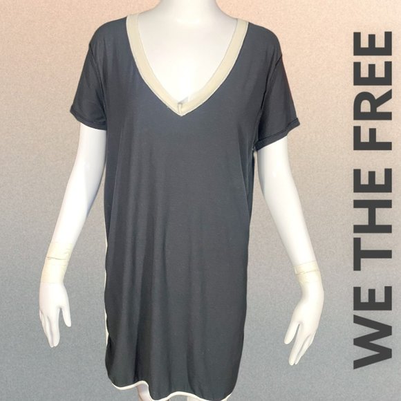 We The Free Tops - WE THE FREE BLACK AND INVORY TUNIC TEE (SZ LRG)
